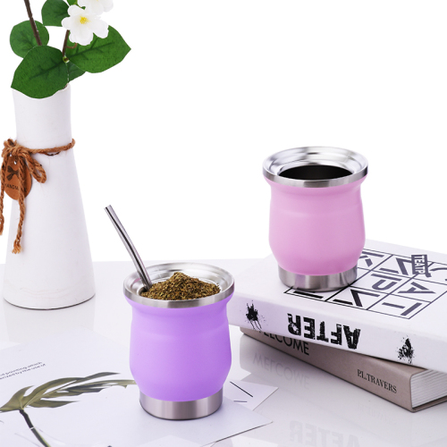 8oz Stainless Steel Thermal Hiking Tumbler with Vacuum Insulation Thermal Bombilla Coffee Tea Yerba Mate Cup