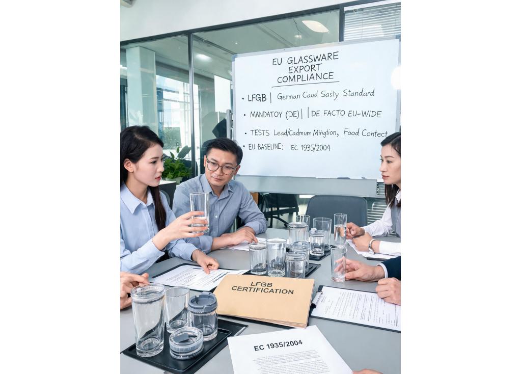 Is LFGB certification necessary for glassware exported to Europe?