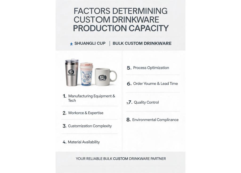 Which factors determine production capacity for custom drinkware manufacturers in bulk supply?