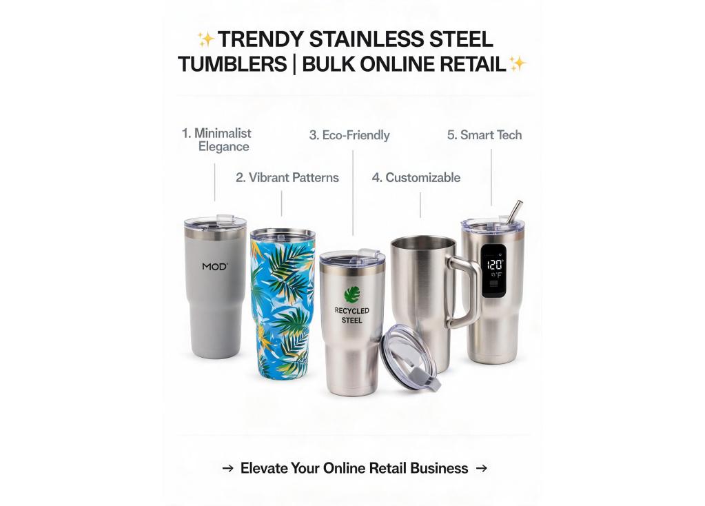 What are the latest trendy designs for stainless steel tumblers in bulk for online retail?