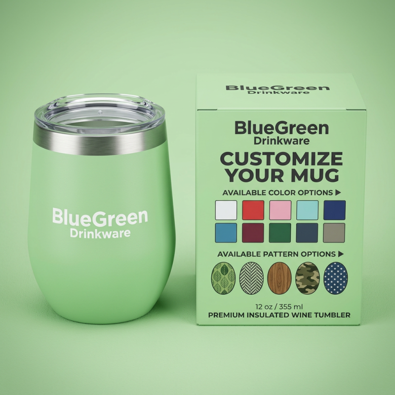 12oz Egg Shape Stainless Steel Tumbler OEM | Bluegreen