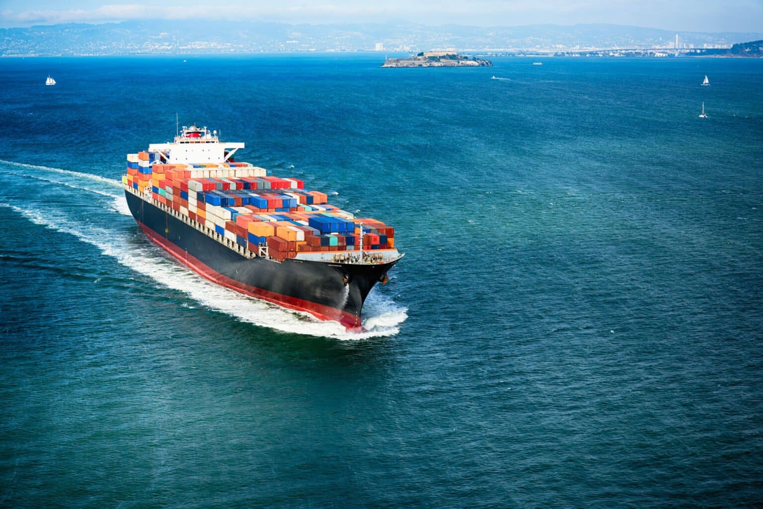 cargo container ship on san francisco bay