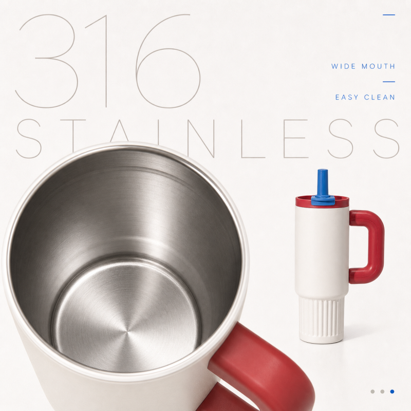1000ml 316 Stainless Steel Tumbler with Handle 