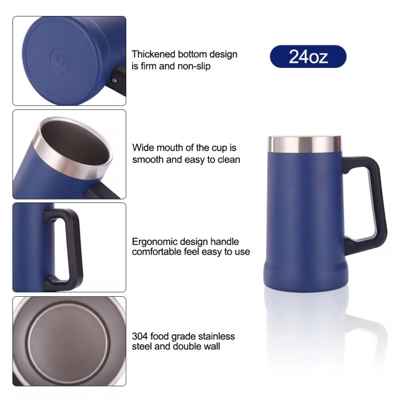 24oz Wide-Mouth Insulated Cup with Large Handle