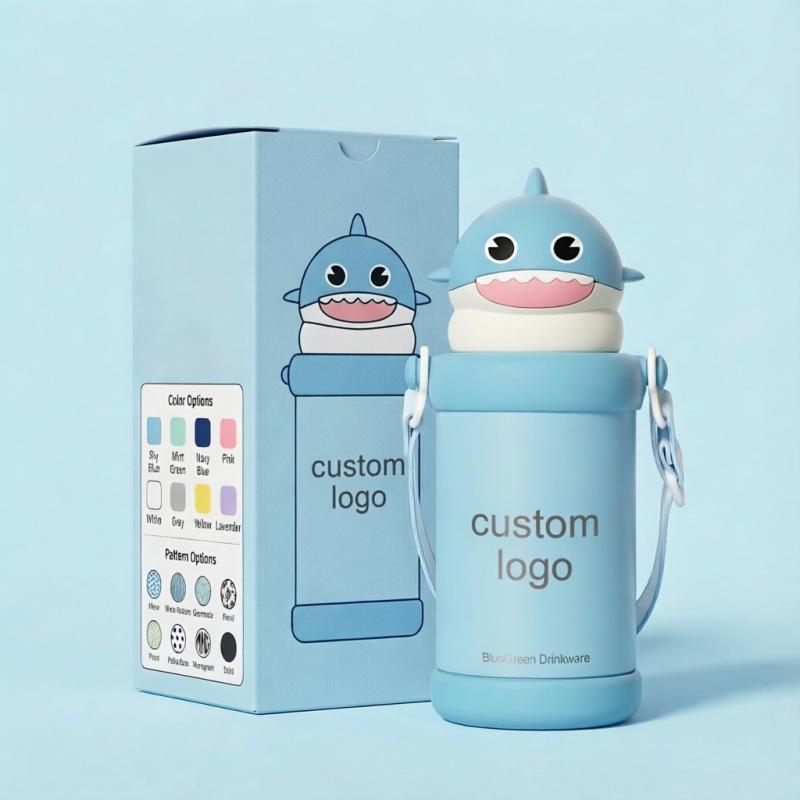 550ml Shark Pop-Up Lid Stainless Steel Kids Bottle OEM