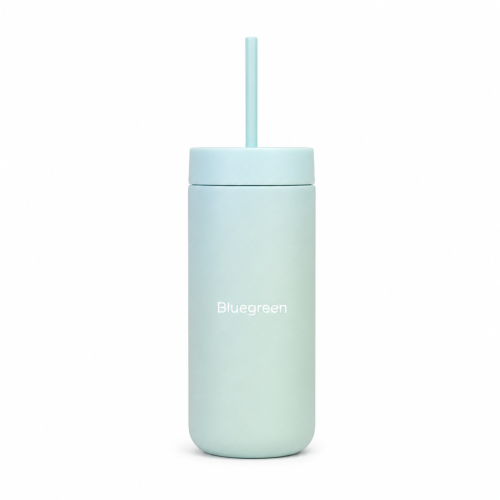 500ml Compact Stainless Steel Straw Tumbler | Bluegreen
