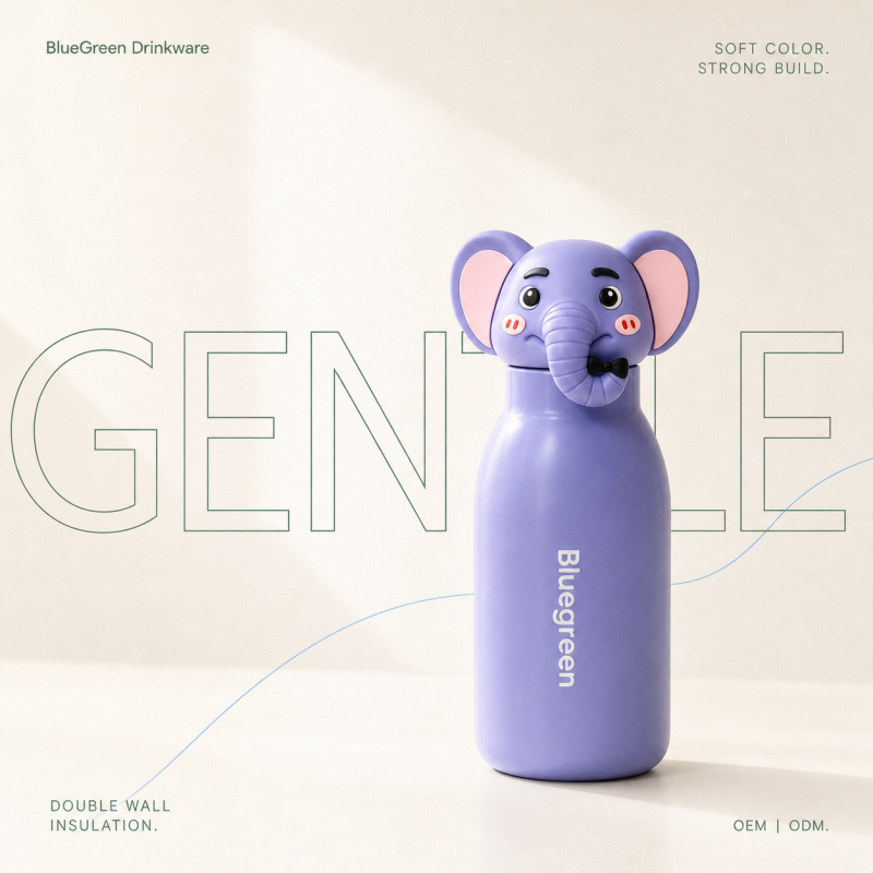 450ml Animal Head Stainless Steel Bottle | Bluegreen