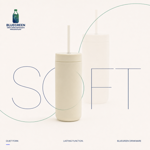 500ml Compact Stainless Steel Straw Tumbler | Bluegreen
