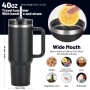 40oz Stainless Steel Tumbler with Changeable Lids & Handles