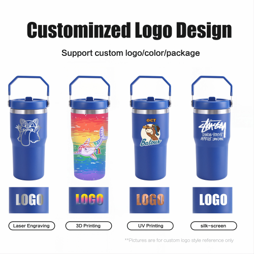 20oz Stainless Steel Tumbler with Handle and Straw Lid