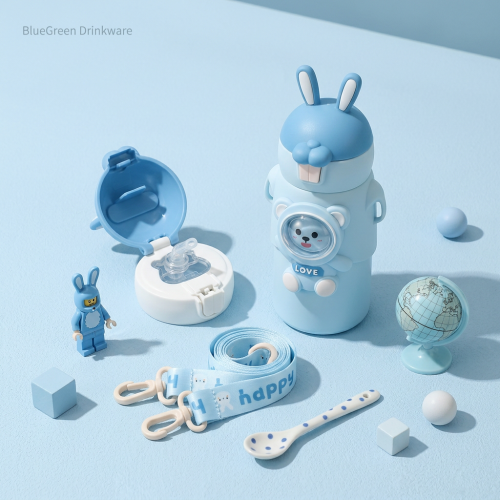 450ml Rabbit Pop-Up Lid Stainless Steel Kids Bottle OEM