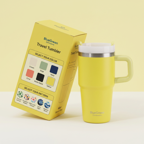 20oz Stainless Steel Tumbler with Handle and Straw Lid