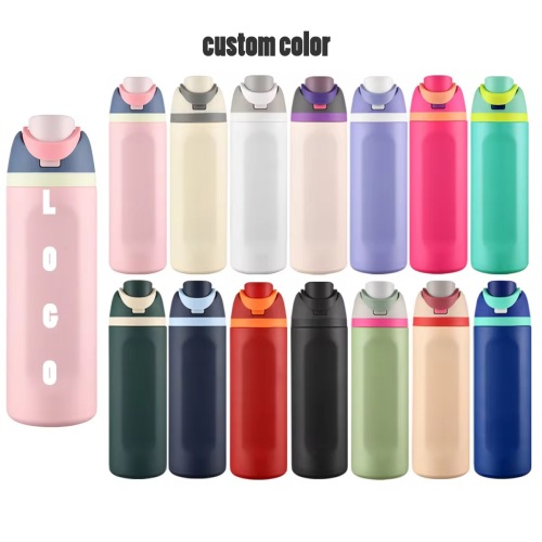 24oz Stainless Steel Bottle with Pop-Up Lid & Hidden Handle