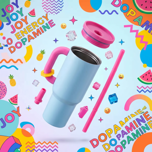 40oz Insulated Tumbler with Handle and Straw Lid