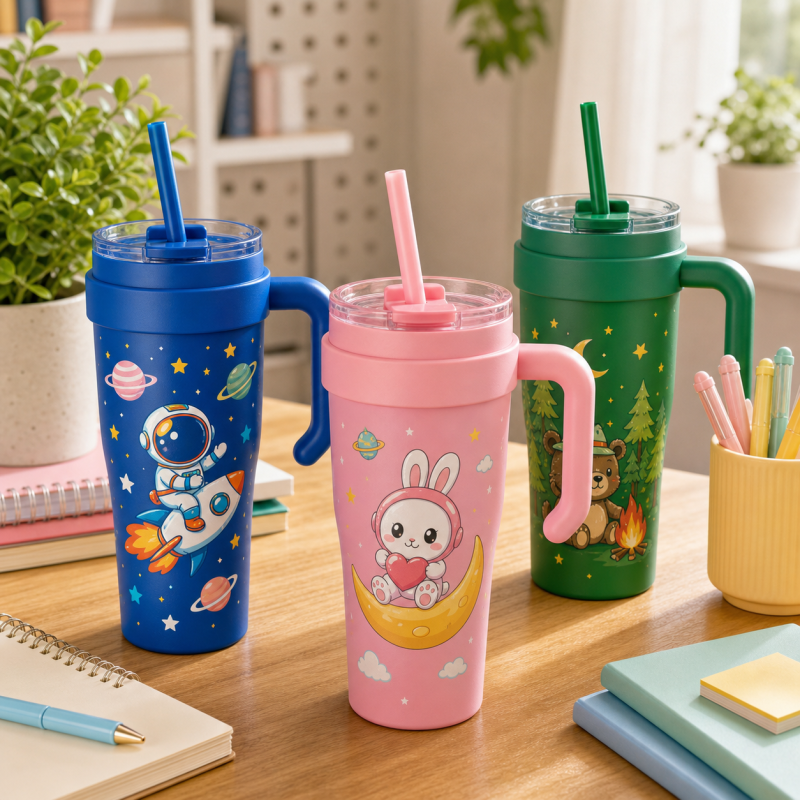 20oz Stainless Steel Tumbler with Handle and Straw OEM