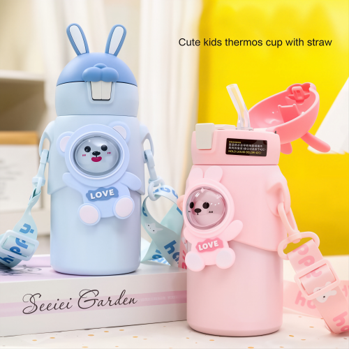 450ml Rabbit Pop-Up Lid Stainless Steel Kids Bottle OEM