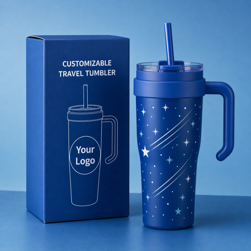 20oz Stainless Steel Tumbler with Handle and Straw OEM