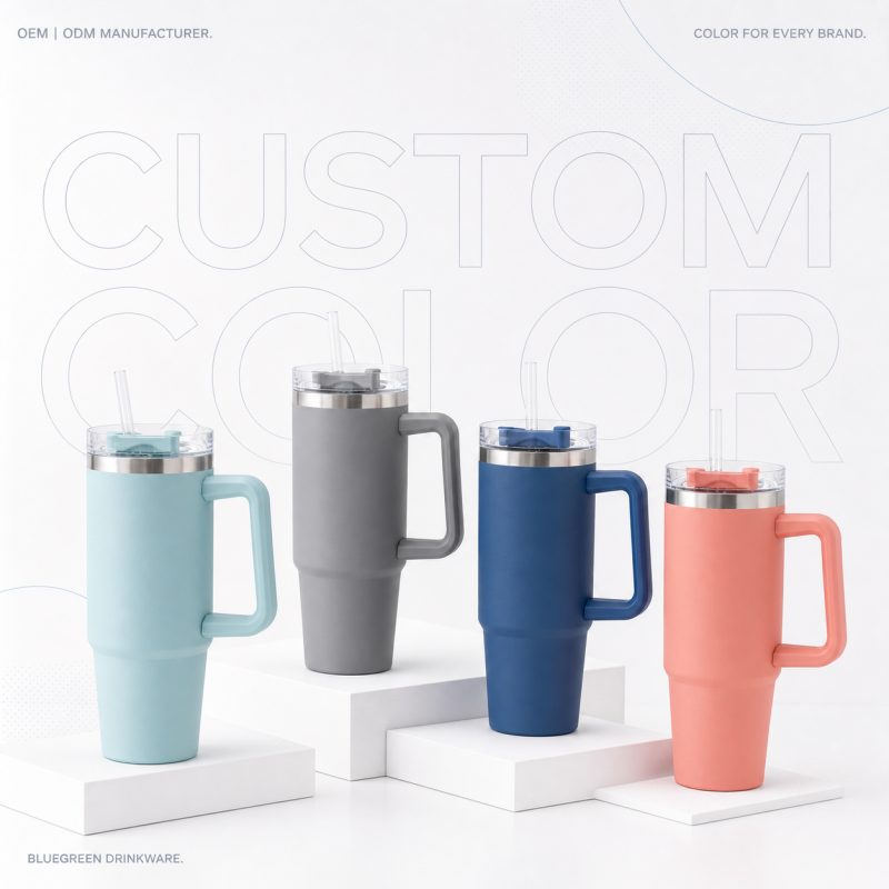 30oz/900ml Stainless Steel Car Tumbler OEM | Bluegreen
