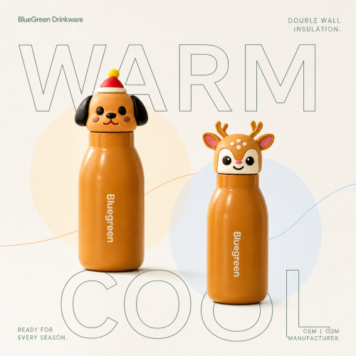 450ml Animal Head Stainless Steel Bottle | Bluegreen