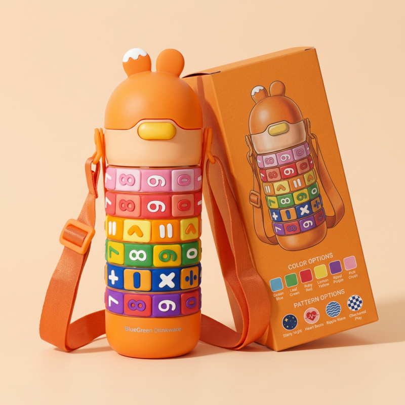 420ml Kids Math Game Stainless Steel Water Bottle OEM