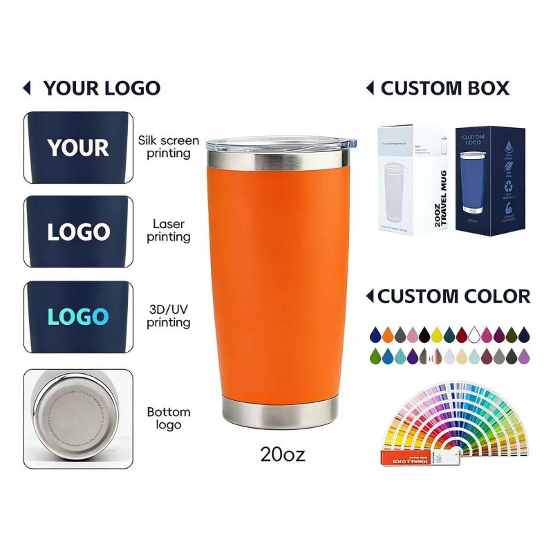 20oz Stainless Steel Coffee Cup with Optional Lids