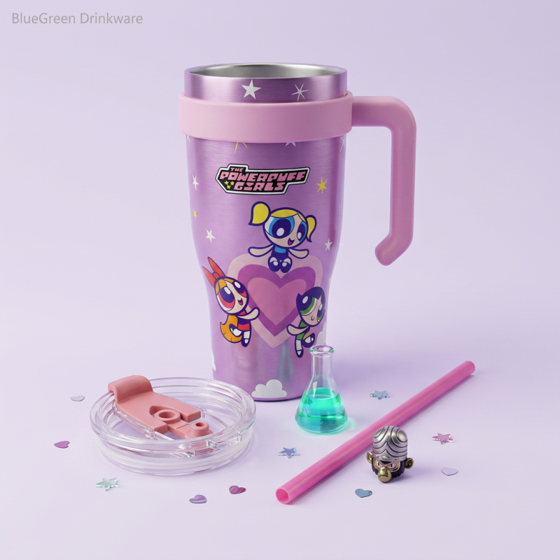 20oz Stainless Steel Tumbler with Handle and Straw OEM