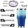 30oz/900ML Car Cup Holder Tumbler With Optional Lids