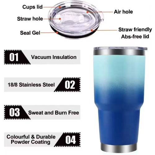30oz/900ML Car Cup Holder Tumbler With Optional Lids