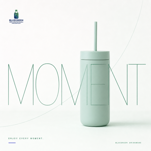 500ml Compact Stainless Steel Straw Tumbler | Bluegreen