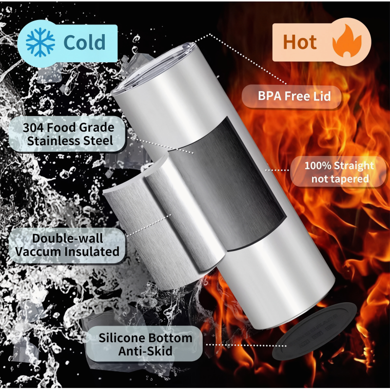 20oz 600ml Straight Coffee Cup with Sliding Lid for UV Print