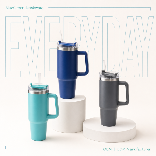30oz/900ml Stainless Steel Car Tumbler OEM | Bluegreen