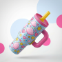 40oz Insulated Tumbler with Handle and Straw Lid