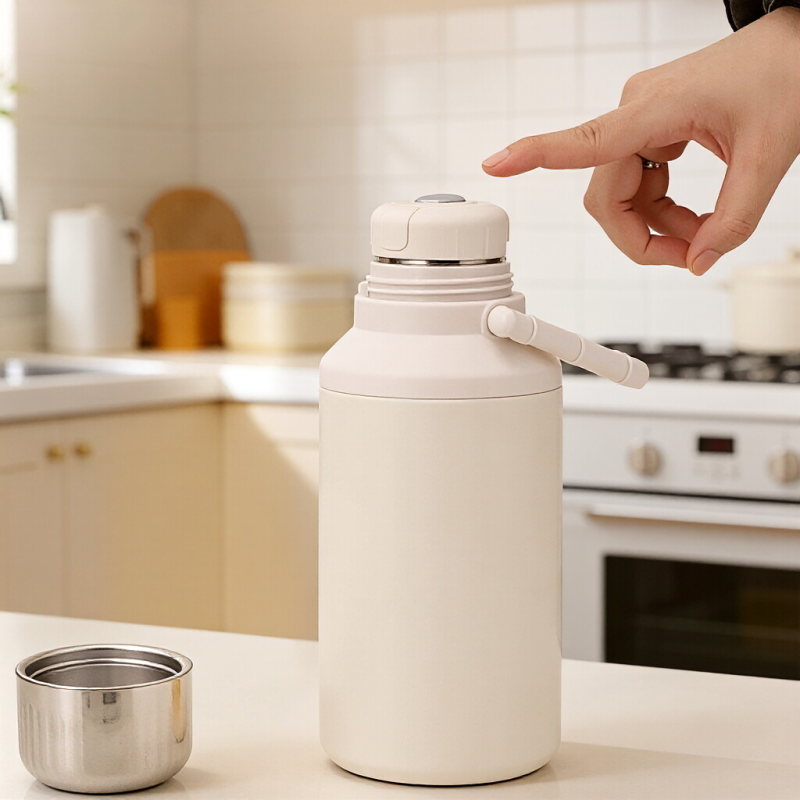 1000ml 316L Stainless Steel Vacuum Jug with Bamboo Handle