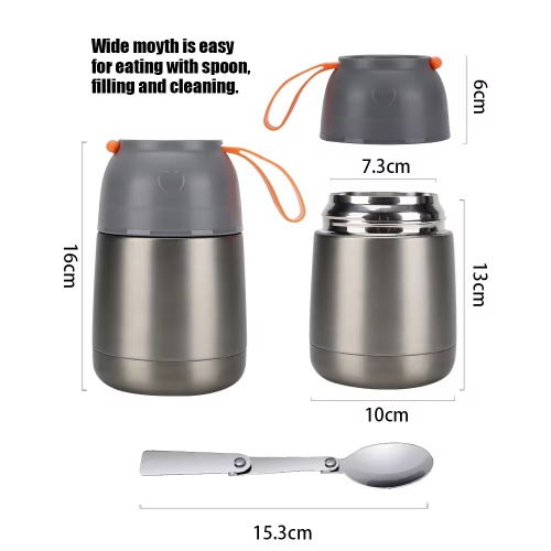 450ml Thermal Food Jar with Carry Strap & Spoon | OEM