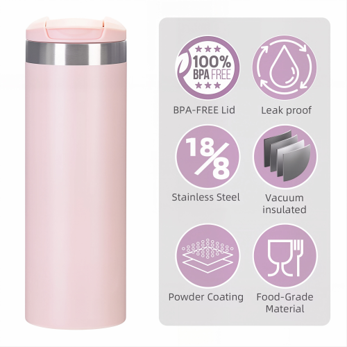 500ml Stainless Steel Coffee Cup with One-Touch Flip Lid