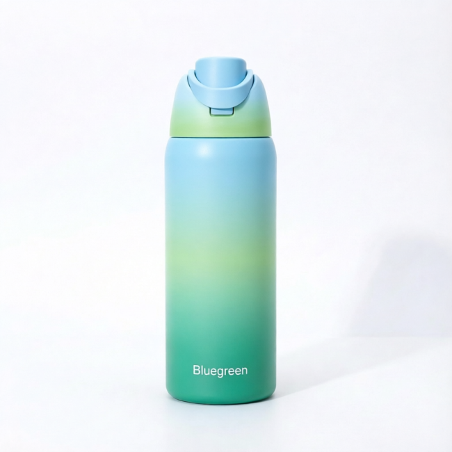 24oz Stainless Steel Bottle with Pop-Up Lid & Hidden Handle