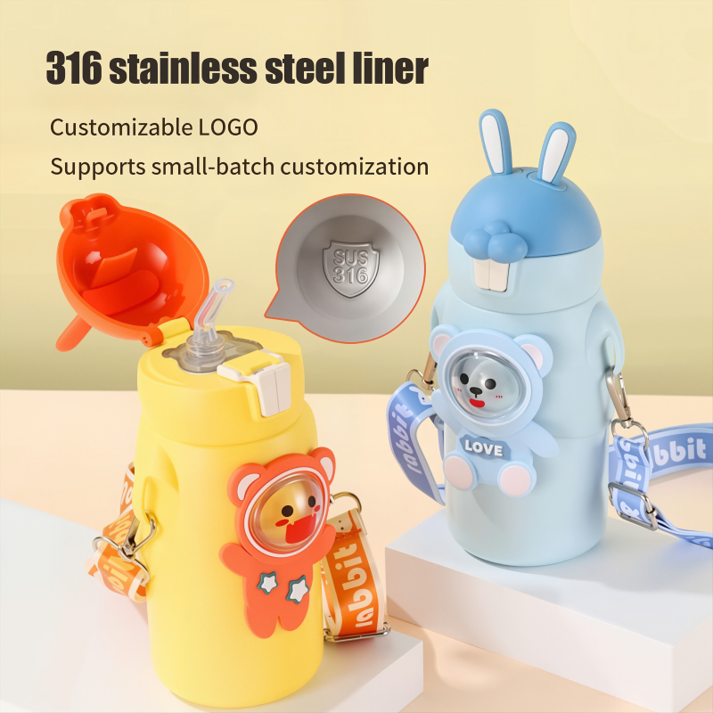 450ml Rabbit Pop-Up Lid Stainless Steel Kids Bottle OEM