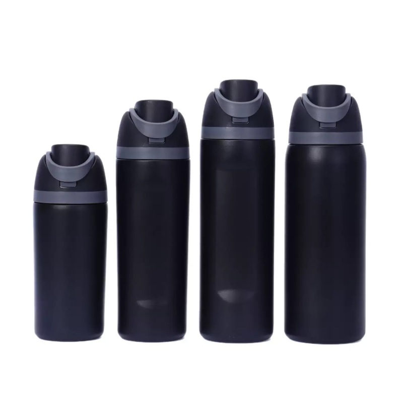 24oz Stainless Steel Bottle with Pop-Up Lid & Hidden Handle