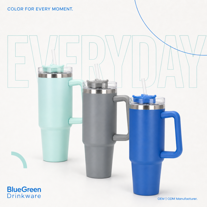 30oz/900ml Stainless Steel Car Tumbler OEM | Bluegreen