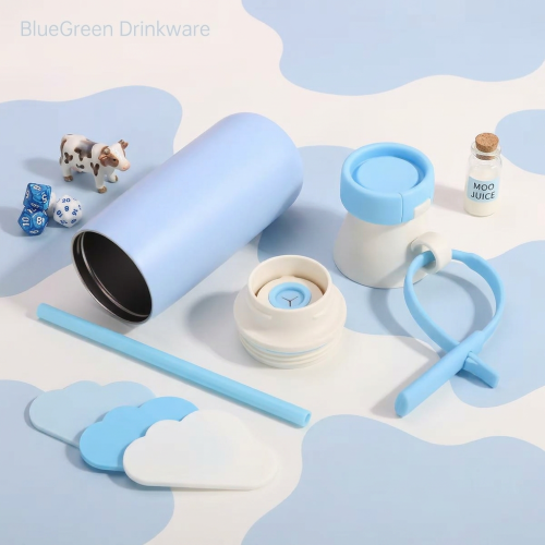 500ml Stainless Steel Milk Bottle with Straw and Strap OEM