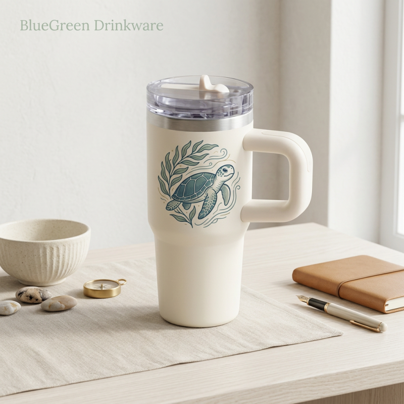 14oz Stainless Steel Tumbler with Handle and Straw Lid