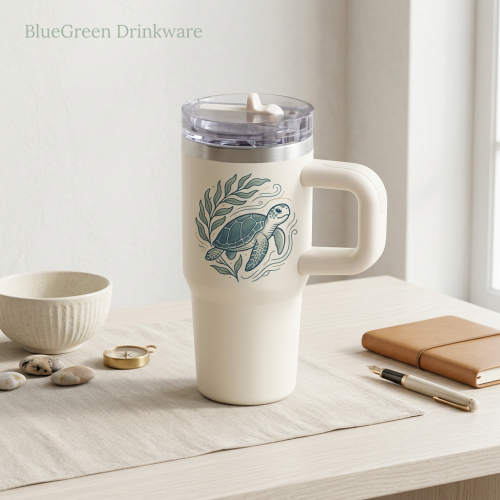 14oz Stainless Steel Tumbler with Handle and Straw Lid