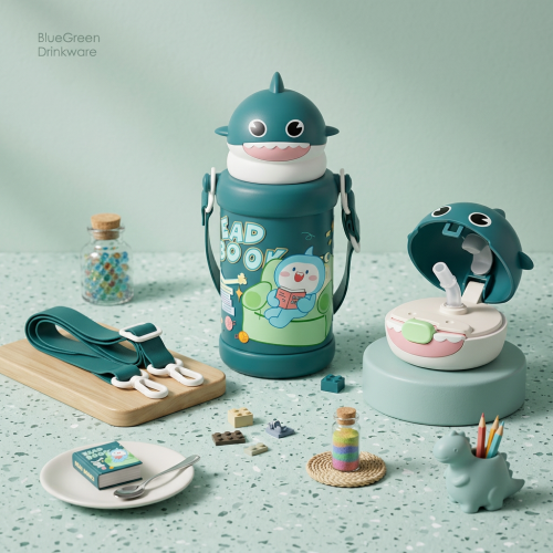 550ml Shark Pop-Up Lid Stainless Steel Kids Bottle OEM