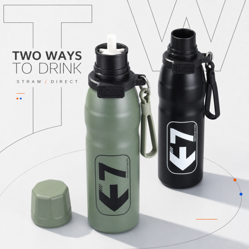 650ml Stainless Steel Sports Vacuum Flask with Straw Lid
