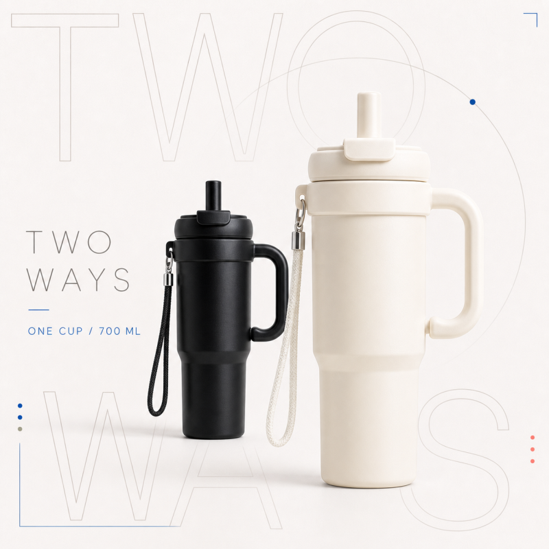 800ml 316 Stainless Steel Dual Drink Tumbler with Handle