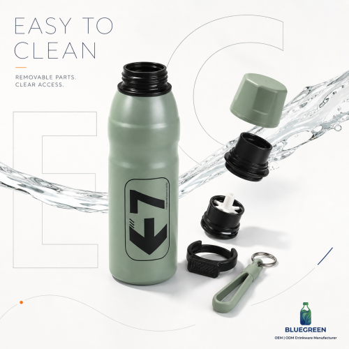 650ml Stainless Steel Sports Vacuum Flask with Straw Lid