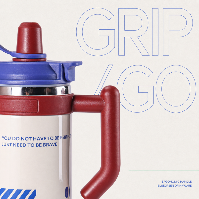 1000ml Techwear Insulated Tumbler with Handle | BlueGreen