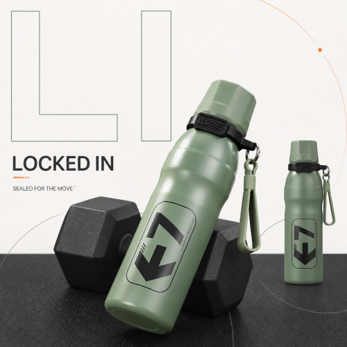 650ml Stainless Steel Sports Vacuum Flask with Straw Lid