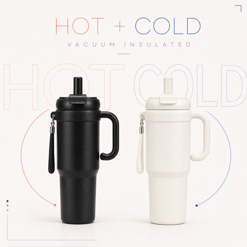 800ml 316 Stainless Steel Dual Drink Tumbler with Handle