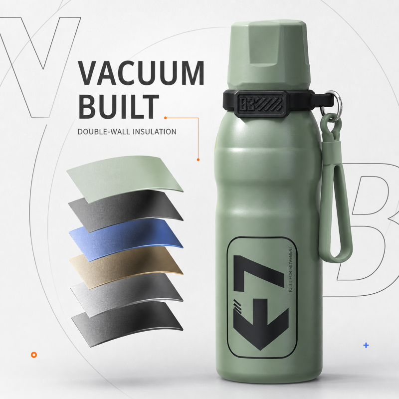 650ml Stainless Steel Sports Vacuum Flask with Straw Lid